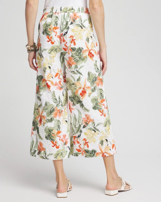 Floral Eyelet Culotte Pants - image 3